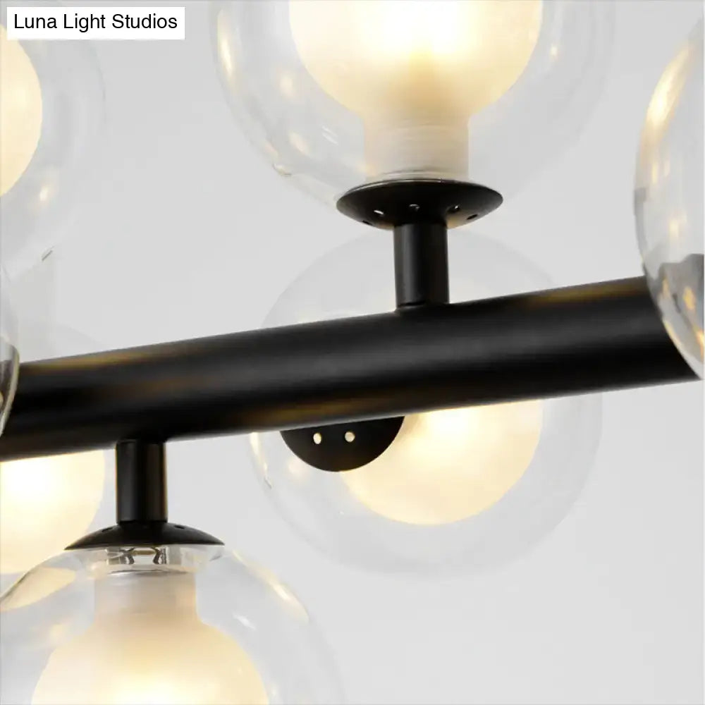 Modern black spherical glass ceiling light dining room chandelier