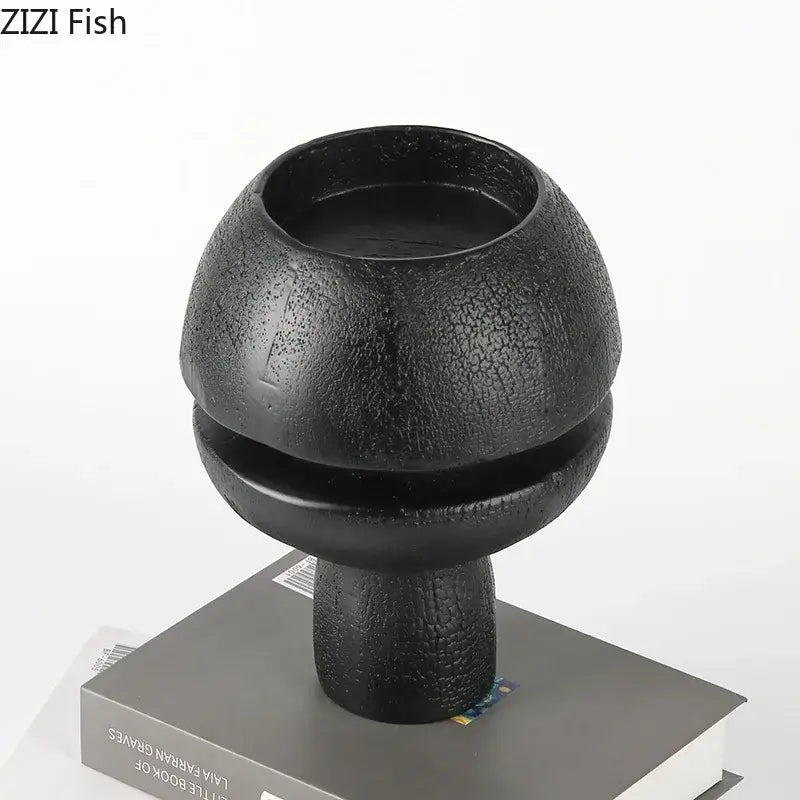 Modern black spherical resin sculpture living room abstract art ornament
