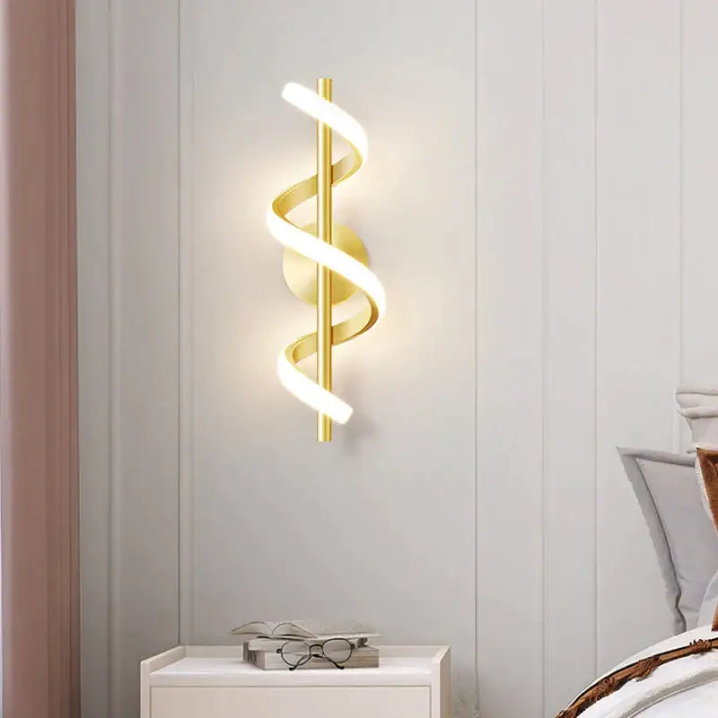 Modern black spiral led wall lamp for bedroom