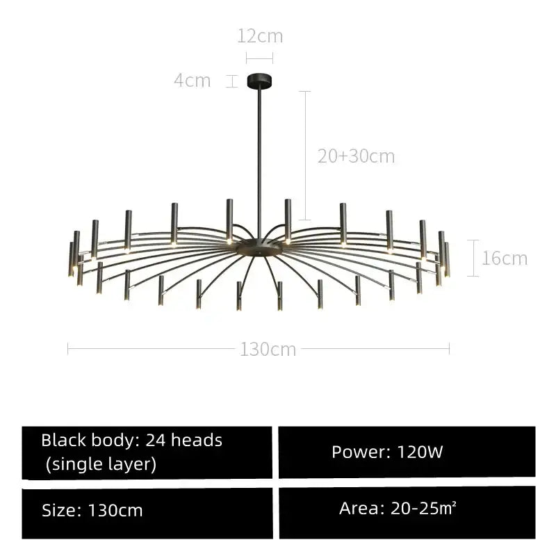 Modern black sputnik chandelier living room metal light fixture