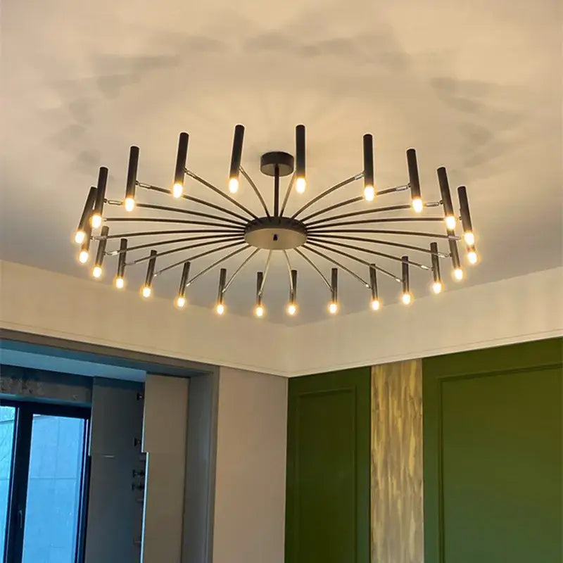 Modern black sputnik chandelier living room metal light fixture