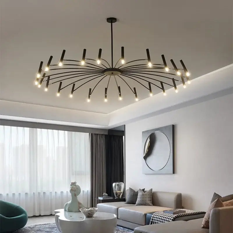 Modern black sputnik chandelier living room metal light fixture