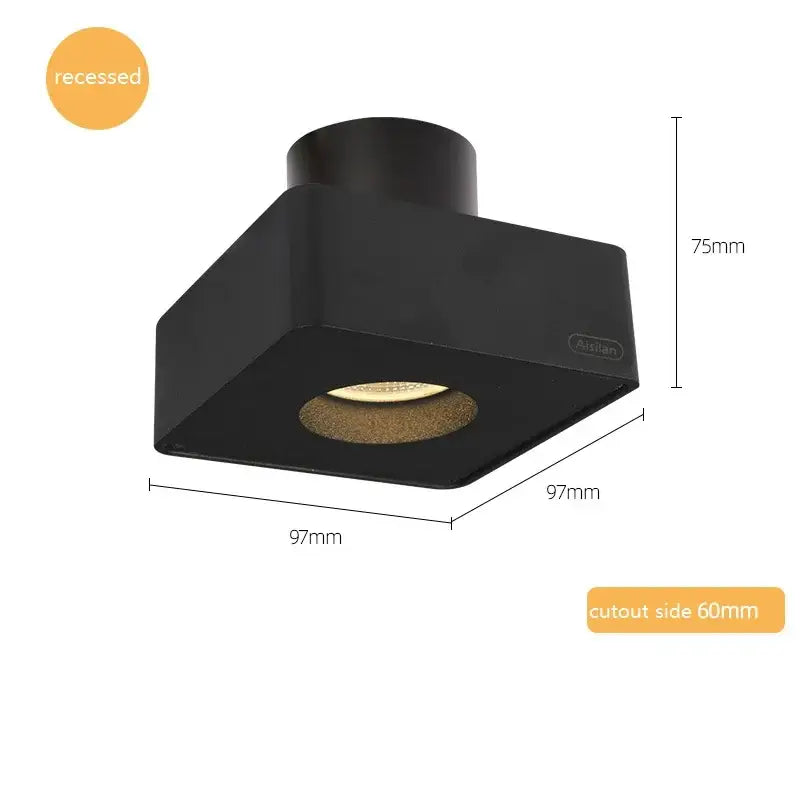 Modern black square led surface mount ceiling light bedroom spotlight