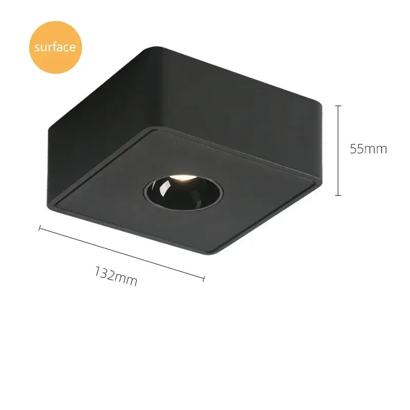 Modern black square led surface mount ceiling light bedroom spotlight