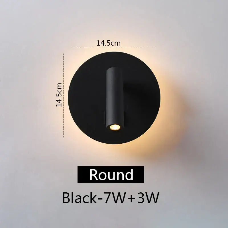 Modern black square led wall lamp bedroom reading light