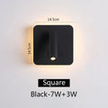 Modern black square led wall lamp bedroom reading light