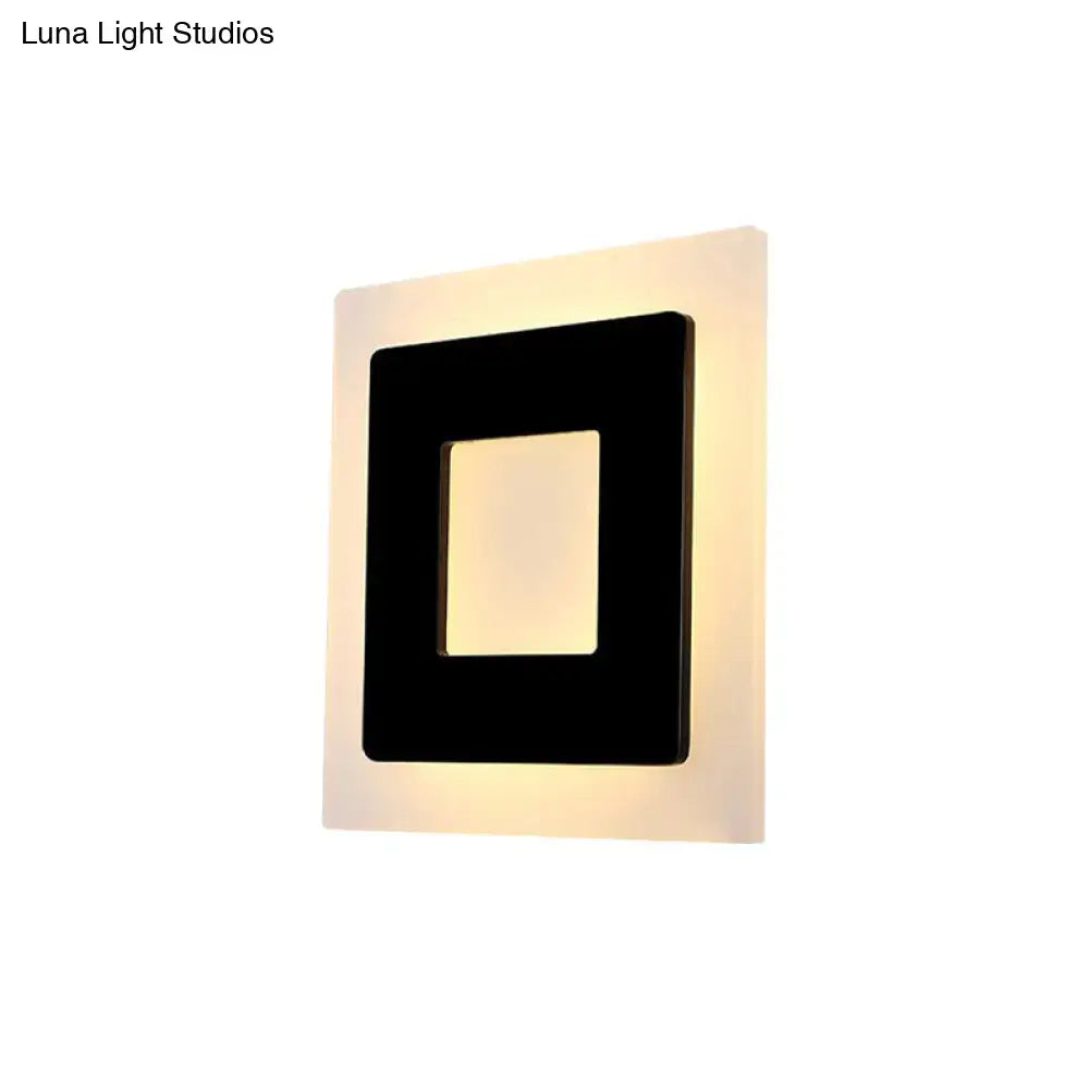 Modern black square sconce light bedroom warm light