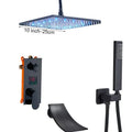 Modern black square shower faucet set bathroom led rainfall head