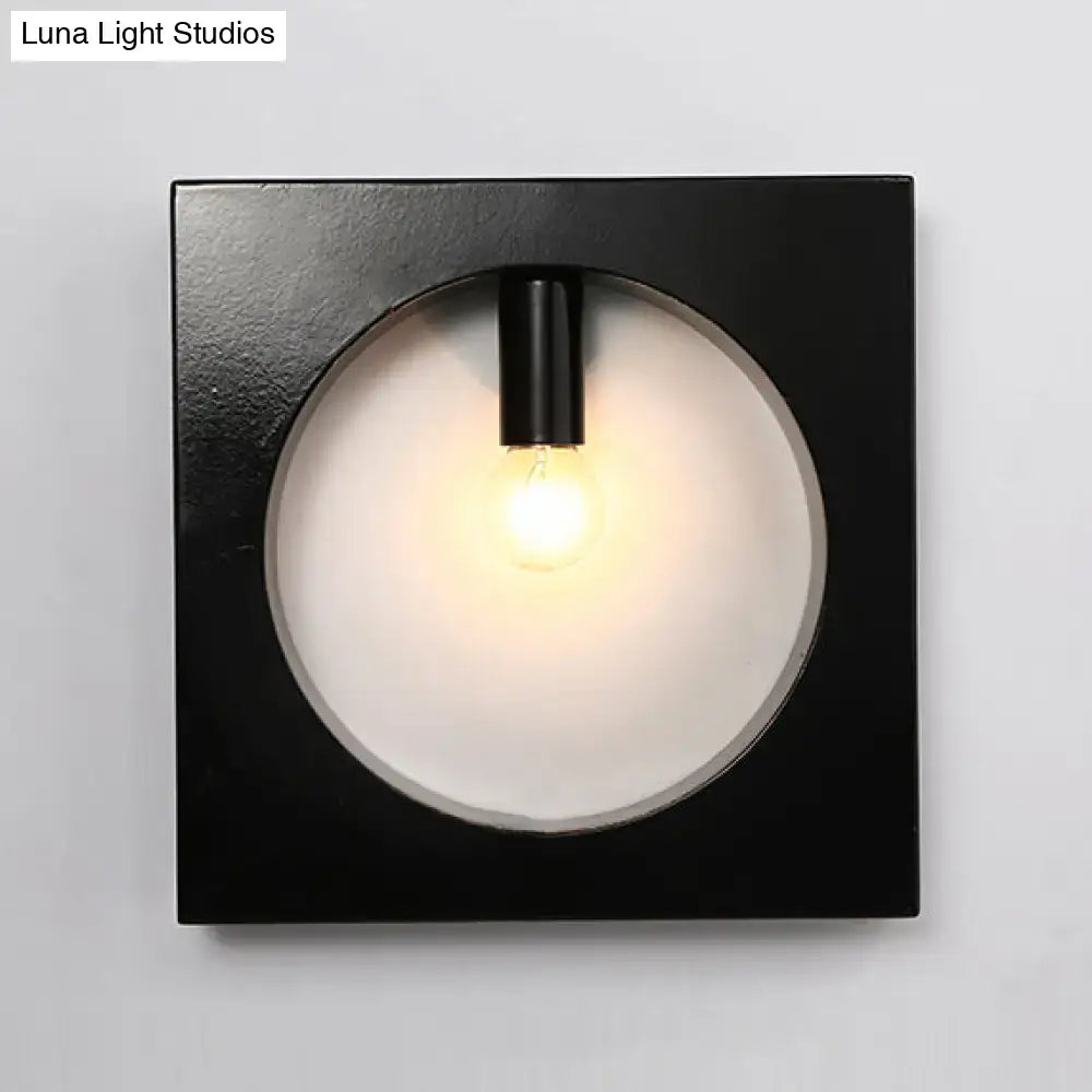 Modern black square wall sconce lamp bathroom frosted glass light