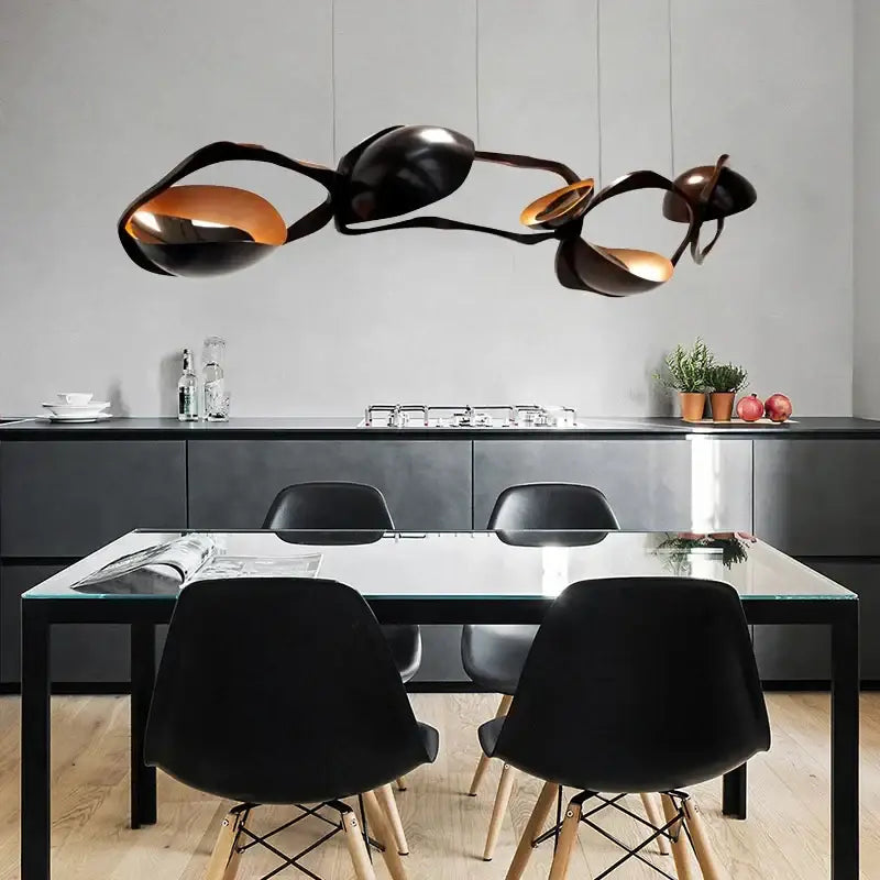 Modern black stainless steel abstract chandelier living room light