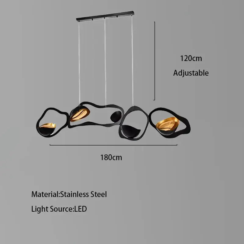 Modern black stainless steel abstract chandelier living room light