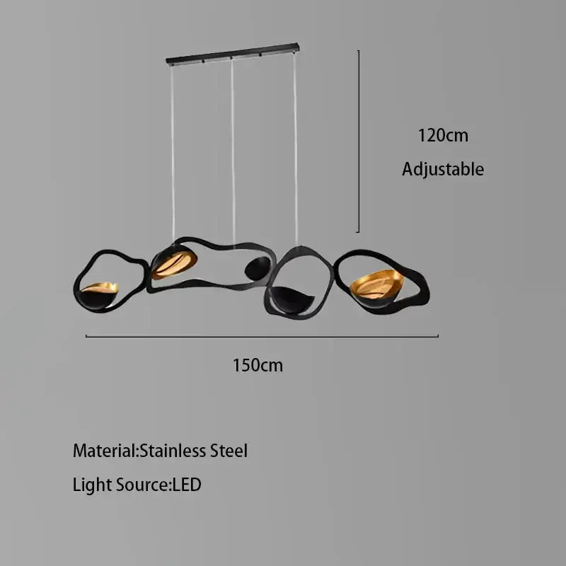 Modern black stainless steel abstract chandelier living room light