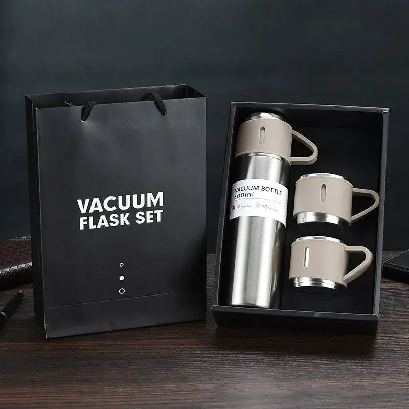Modern black stainless steel insulated water bottle gift set kitchen