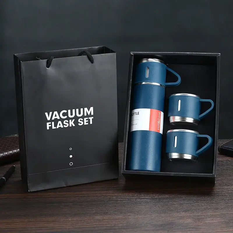 Modern black stainless steel insulated water bottle gift set kitchen