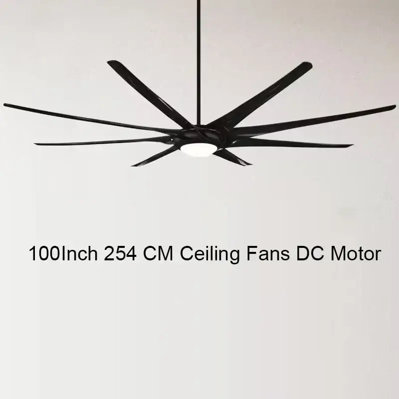 Modern black stainless steel large ceiling fan living room light