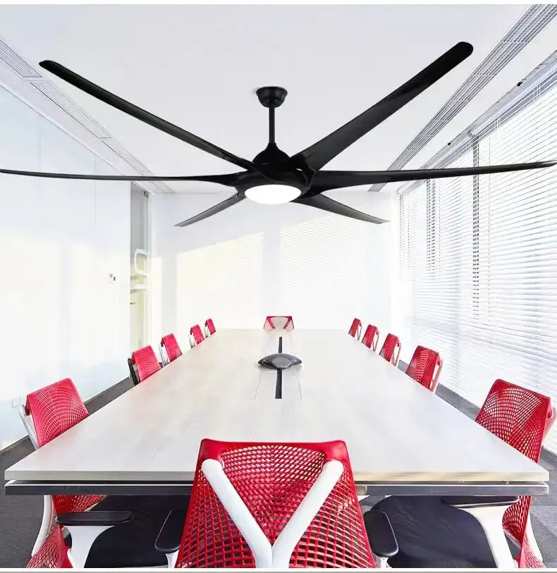 Modern black stainless steel large ceiling fan living room light