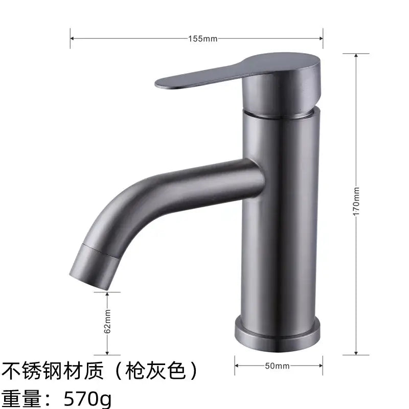 Modern black stainless steel single handle faucet bathroom mixer