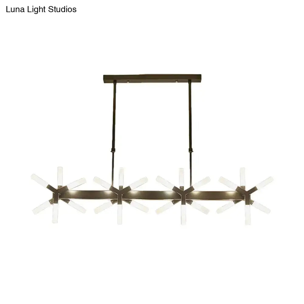 Modern black starburst linear acrylic shade chandelier dining room