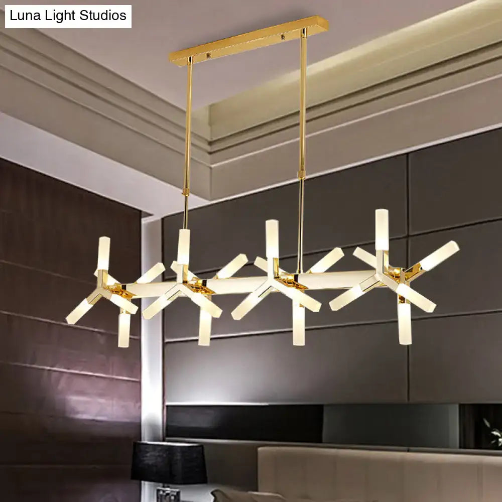 Modern black starburst linear acrylic shade chandelier dining room