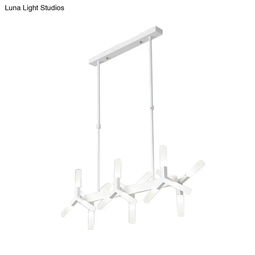 Modern black starburst linear acrylic shade chandelier dining room