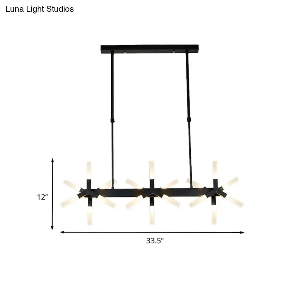 Modern black starburst linear acrylic shade chandelier dining room