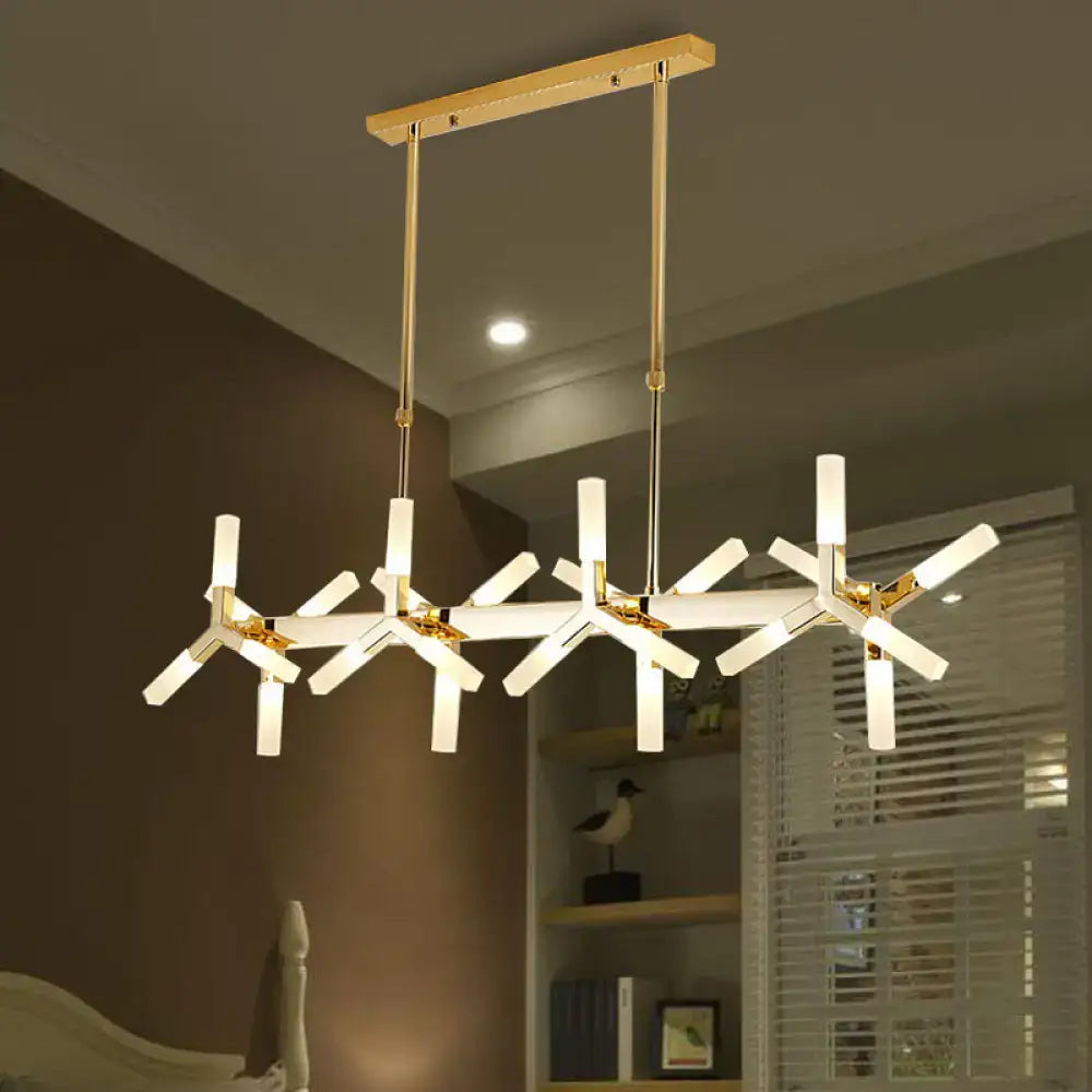 Modern black starburst linear acrylic shade chandelier dining room