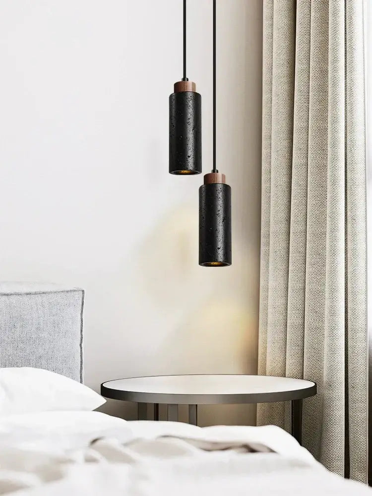 Modern black stone bedside chandelier bedroom pendant light