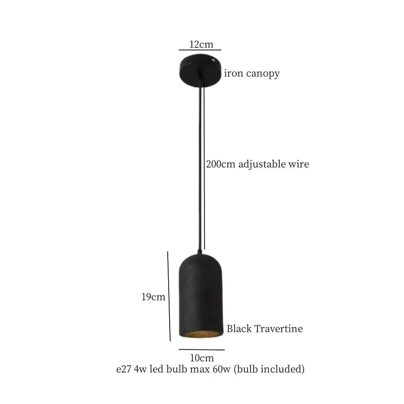 Modern black stone led pendant light kitchen wood top decor