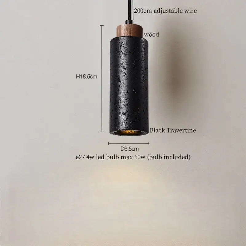 Modern black stone led pendant light kitchen wood top decor