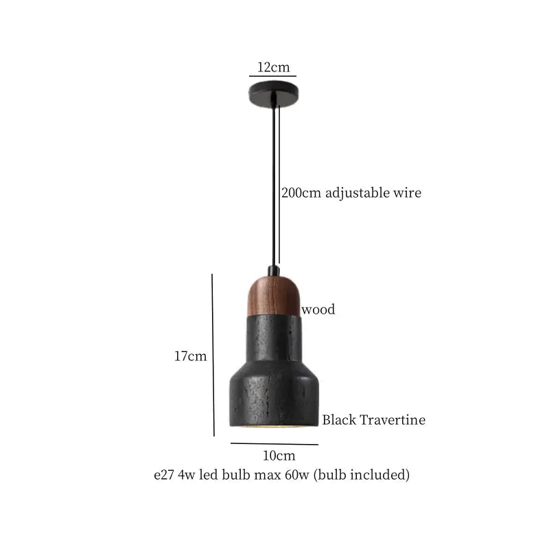 Modern black stone led pendant light kitchen wood top decor