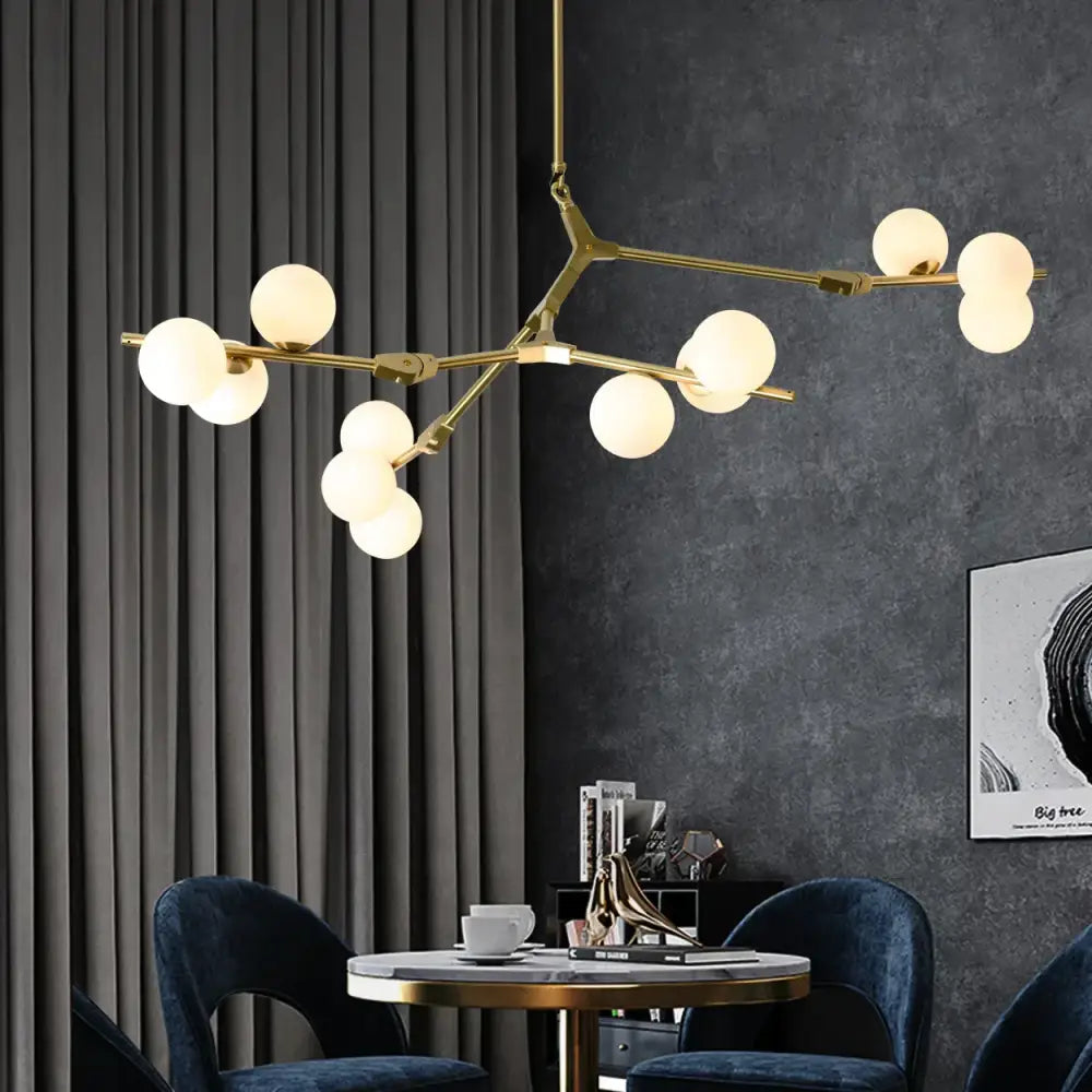 Modern black tree branch led ceiling light dining room glass globes