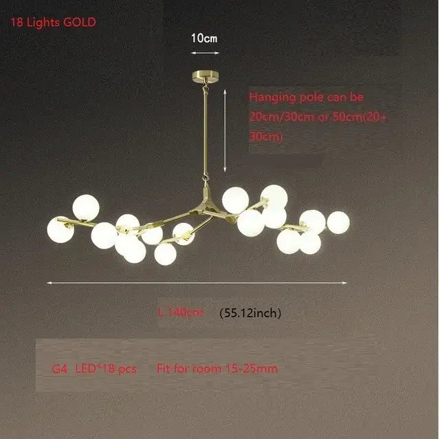 Modern black tree branch led ceiling light dining room glass globes