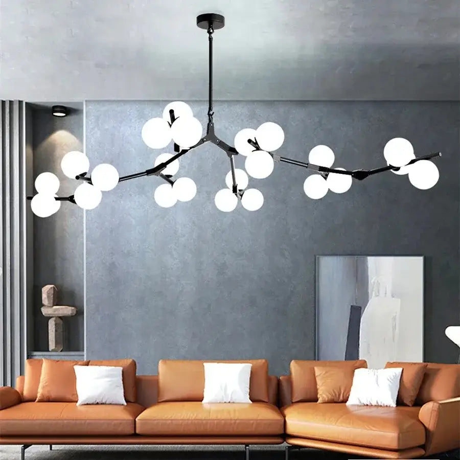Modern black tree branch led ceiling light dining room glass globes