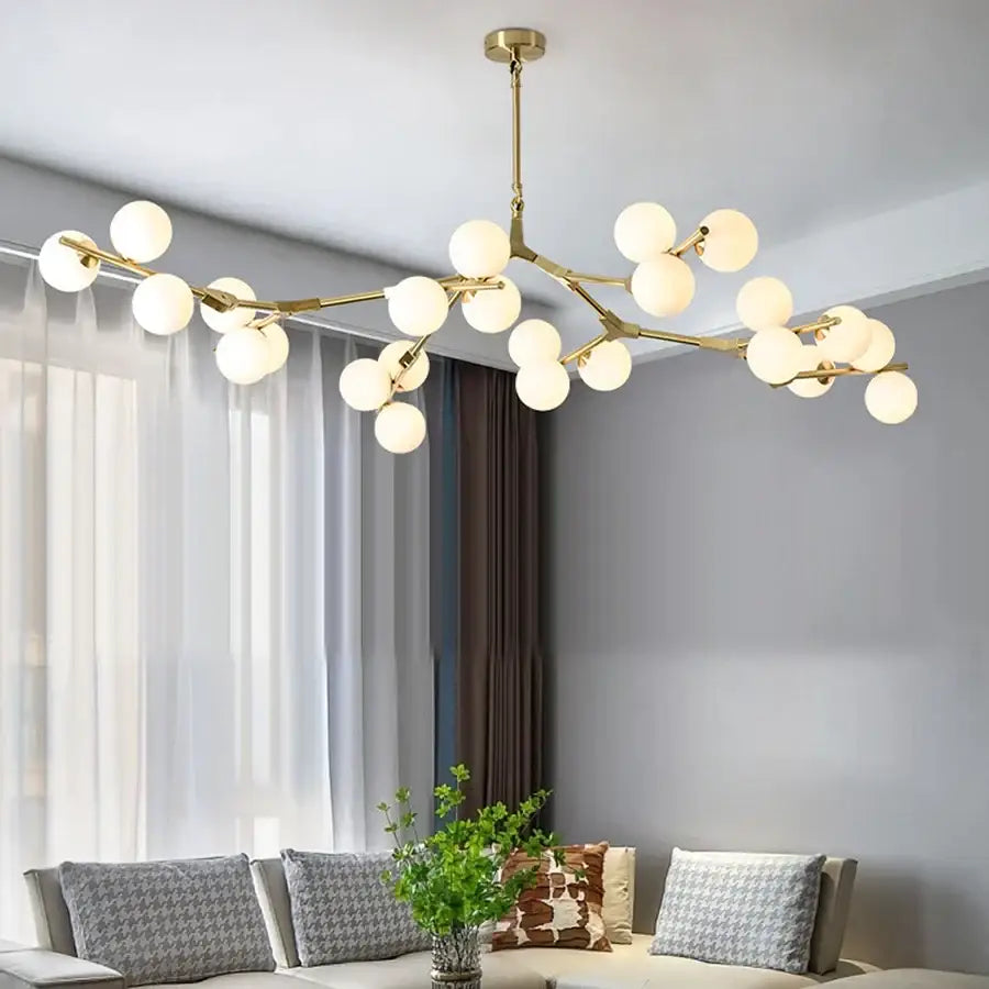 Modern black tree branch led ceiling light dining room glass globes