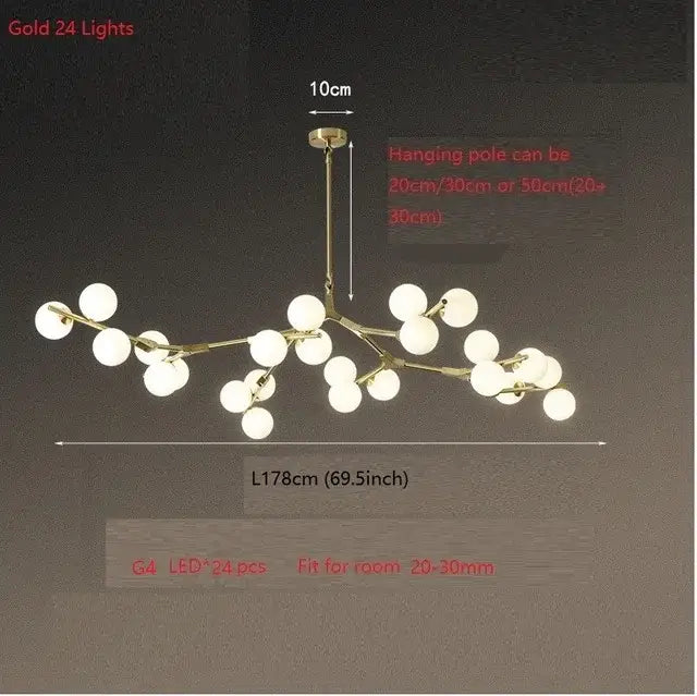 Modern black tree branch led ceiling light dining room glass globes