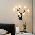 Modern black tree branch wall light bedroom 6 glass globe fixture