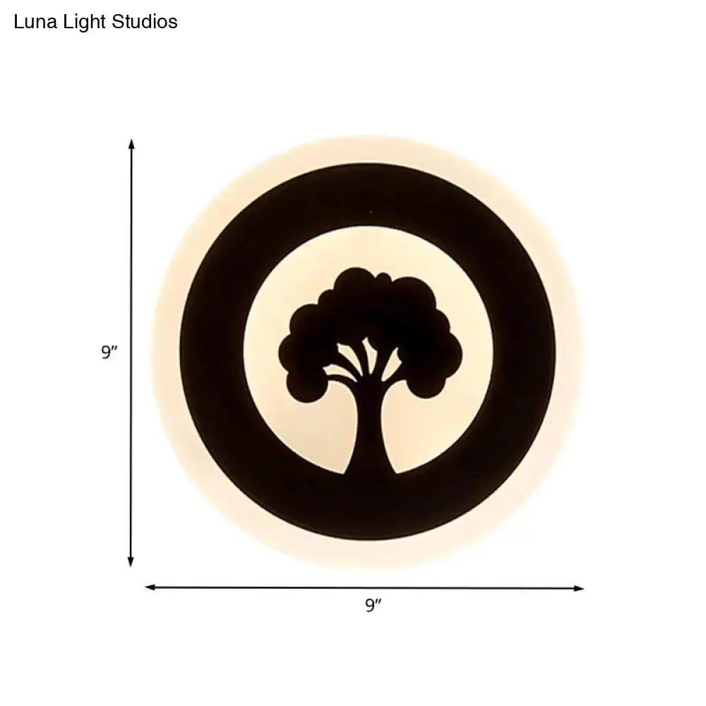 Modern black tree pattern led flush wall sconce bedroom light
