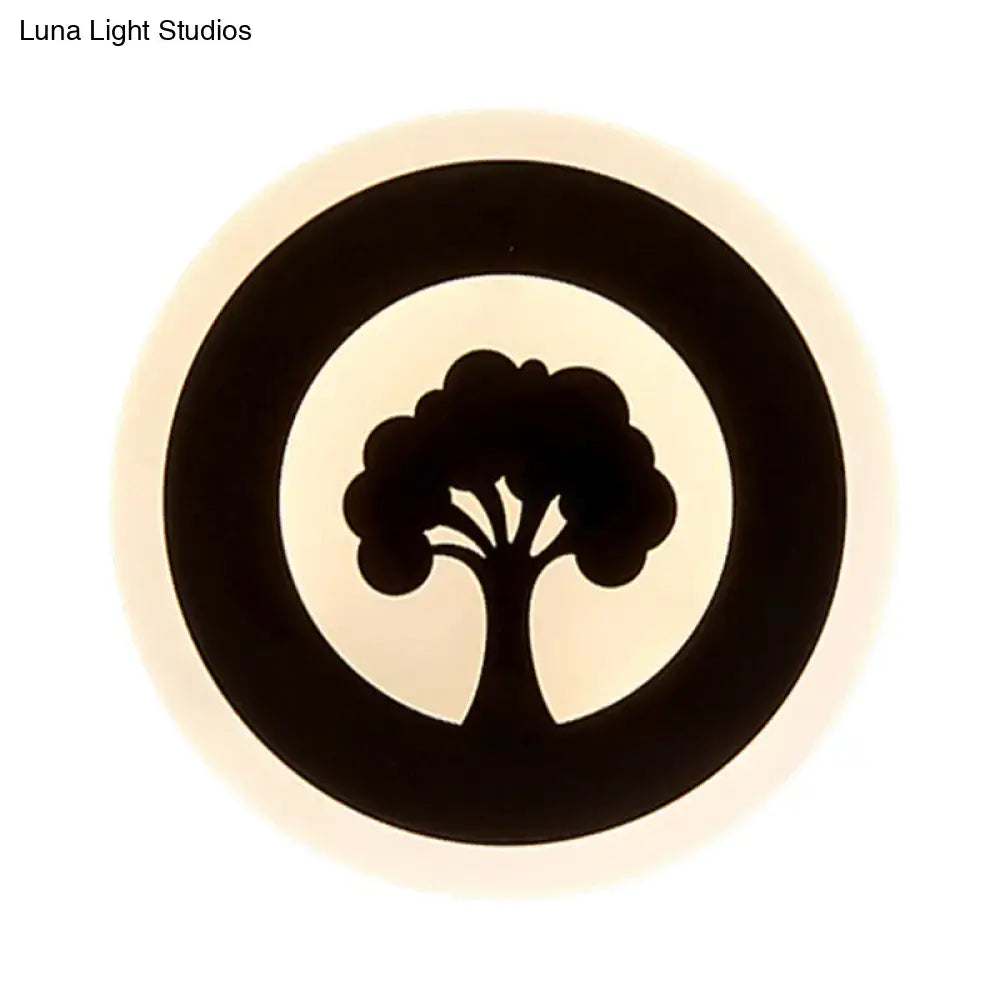 Modern black tree pattern led flush wall sconce bedroom light