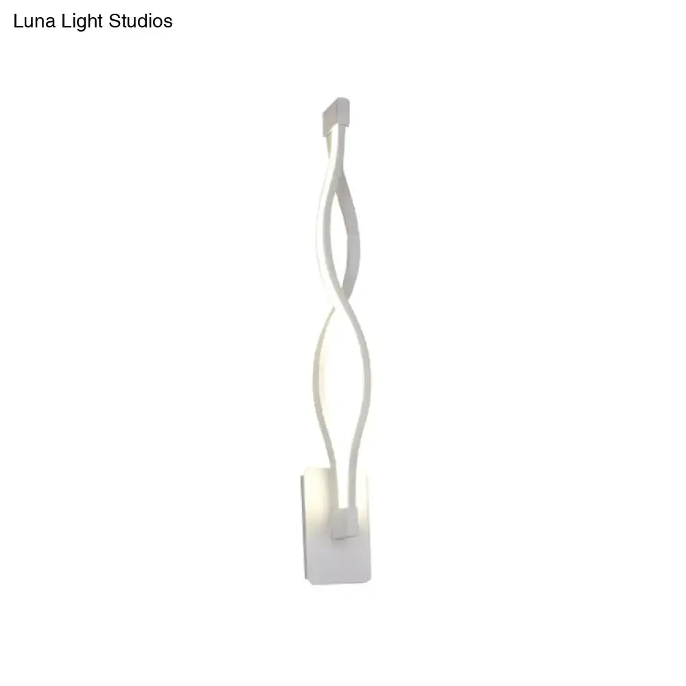 Modern black twisted led stairway sconce warm white light bedroom