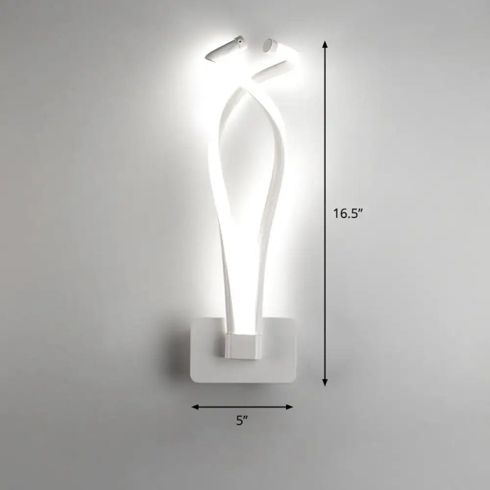 Modern black twisted spiral led wall sconce bedroom light