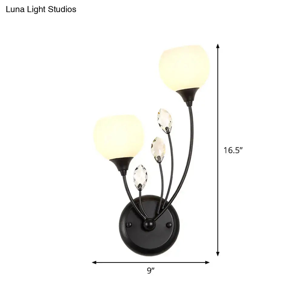 Modern black wall sconce light with frosted glass – living room lamp
