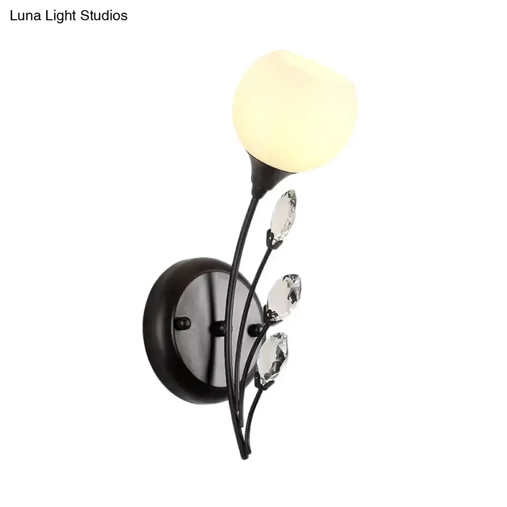 Modern black wall sconce light with frosted glass – living room lamp