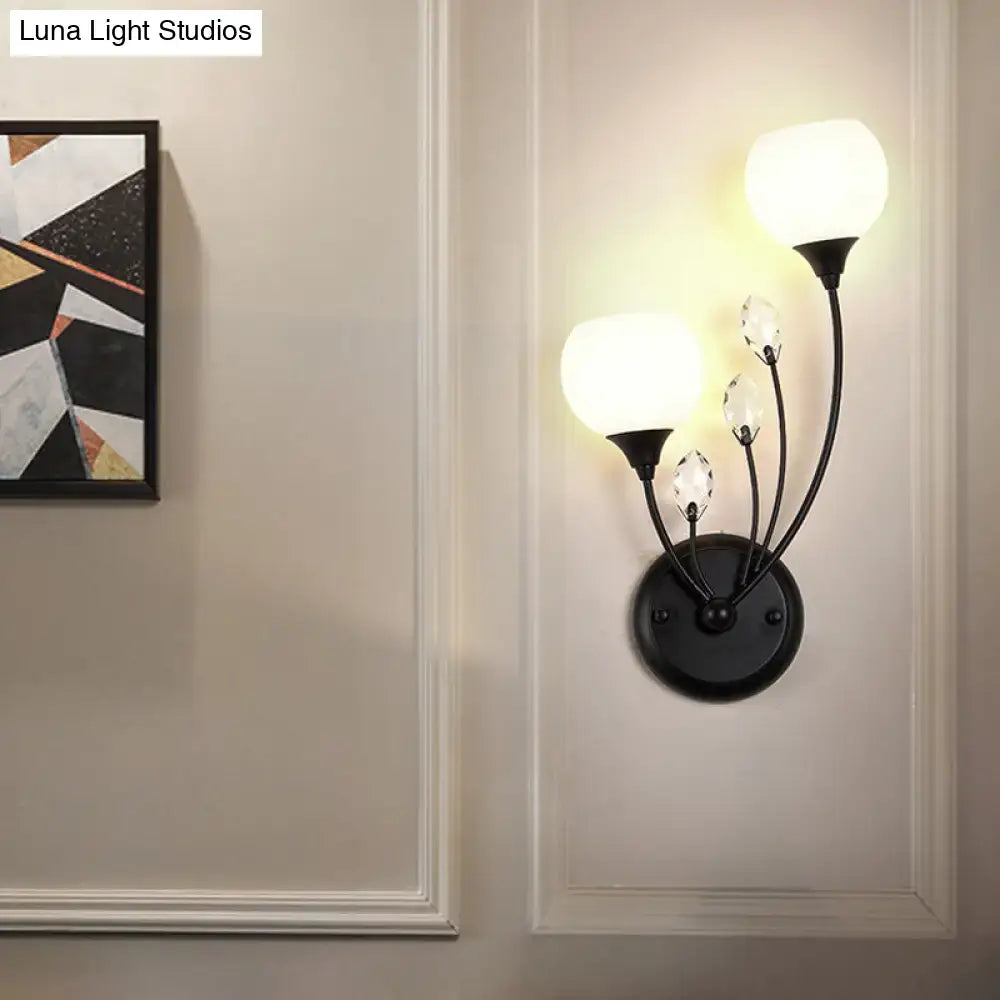 Modern black wall sconce light with frosted glass – living room lamp
