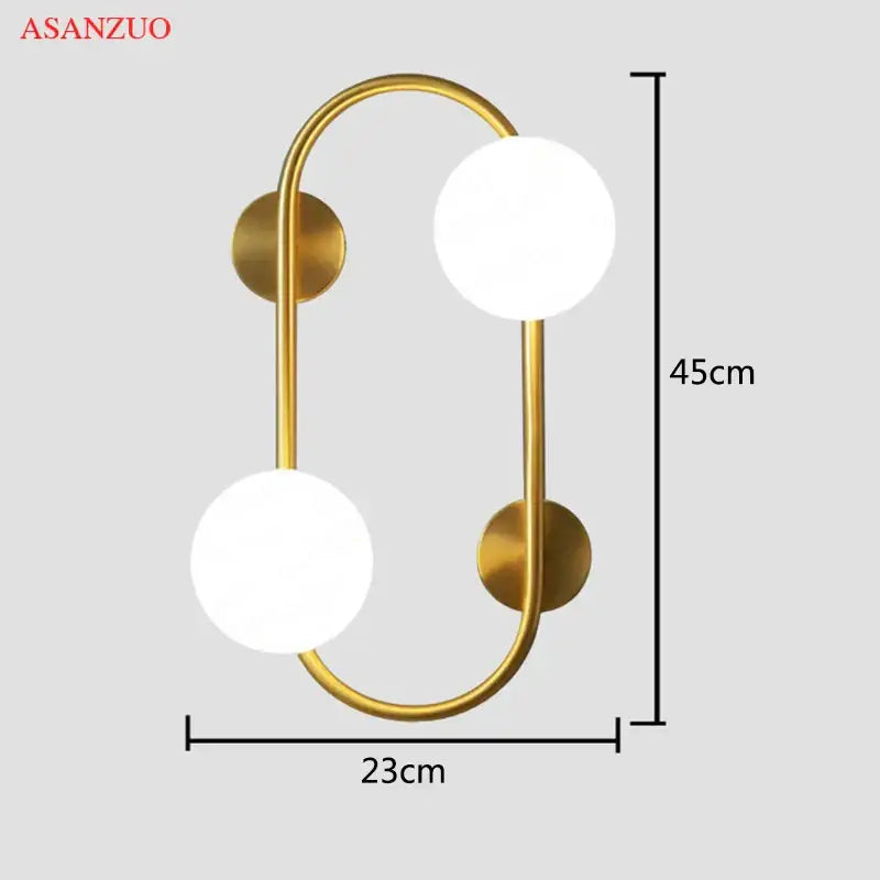 Modern black wall sconce with frosted glass globes – bedroom light