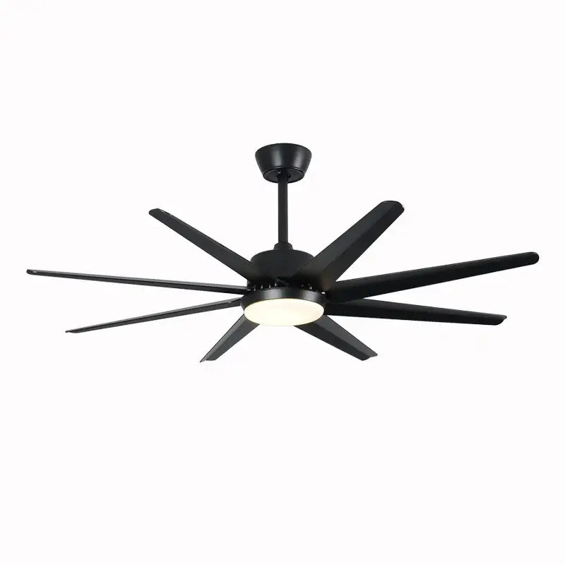 Modern black & white 8-blade ceiling fan with remote control bedroom