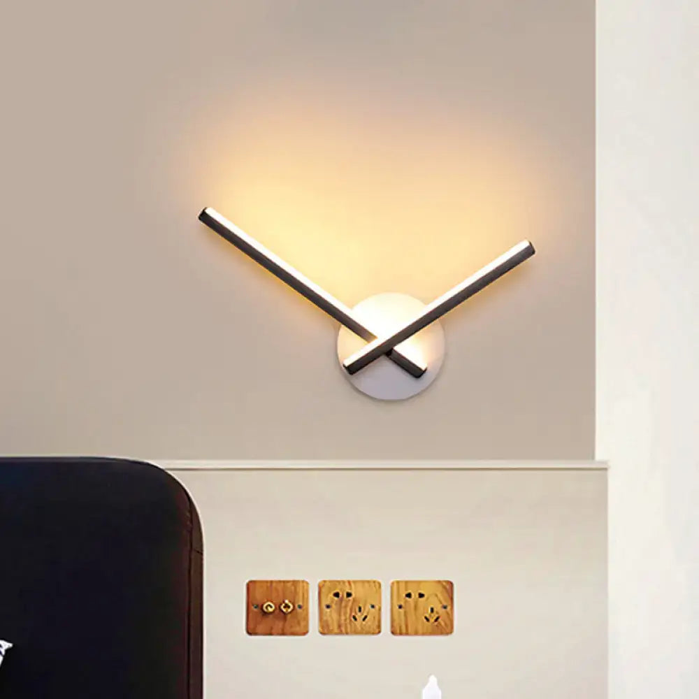 Modern black & white acrylic cross wall sconce bedroom warm white light