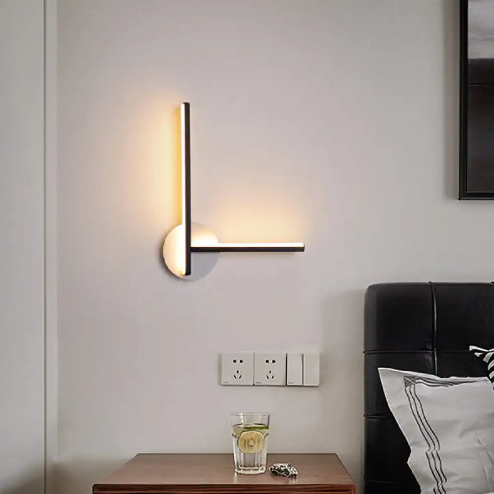 Modern black & white acrylic cross wall sconce bedroom warm white light