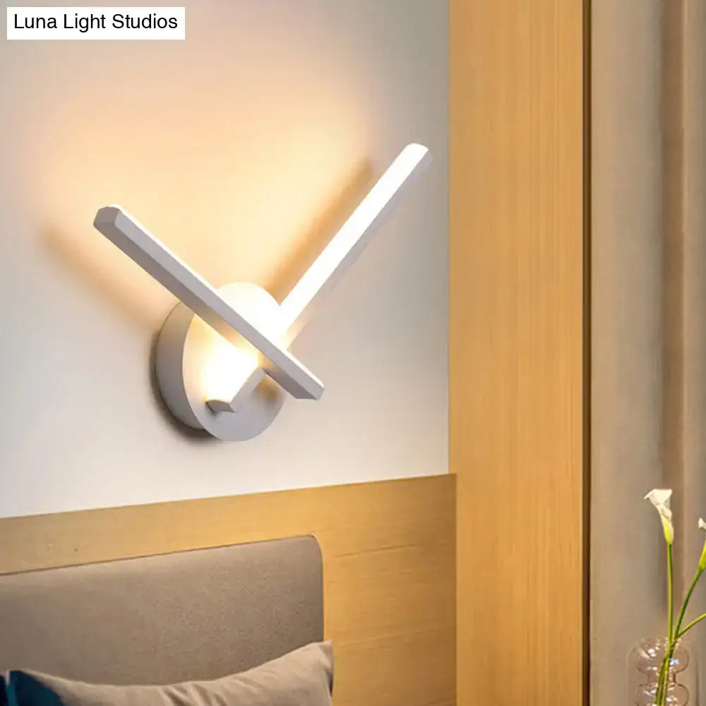 Modern black & white acrylic cross wall sconce bedroom warm white light