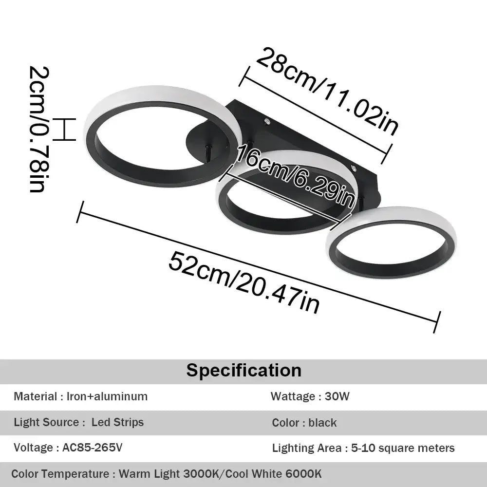 Modern black & white acrylic led ceiling lamp living room light