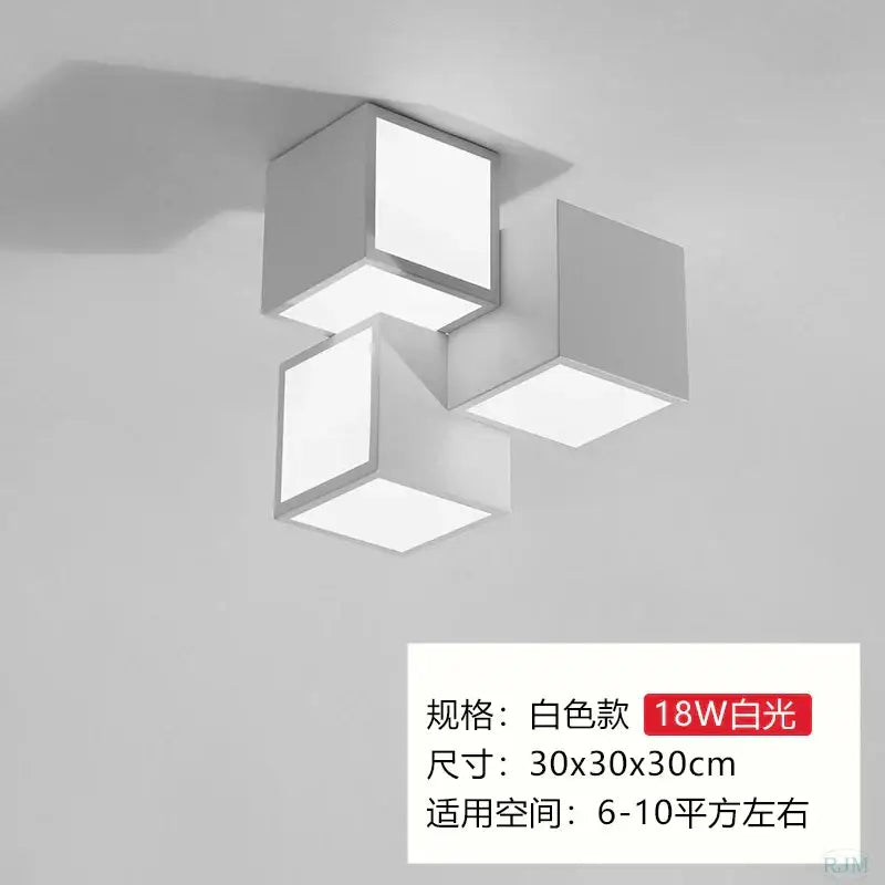 Modern black & white acrylic led ceiling light bedroom cube design